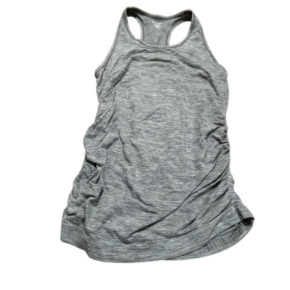 Athleta grey racer back tank, pleated sides, XS